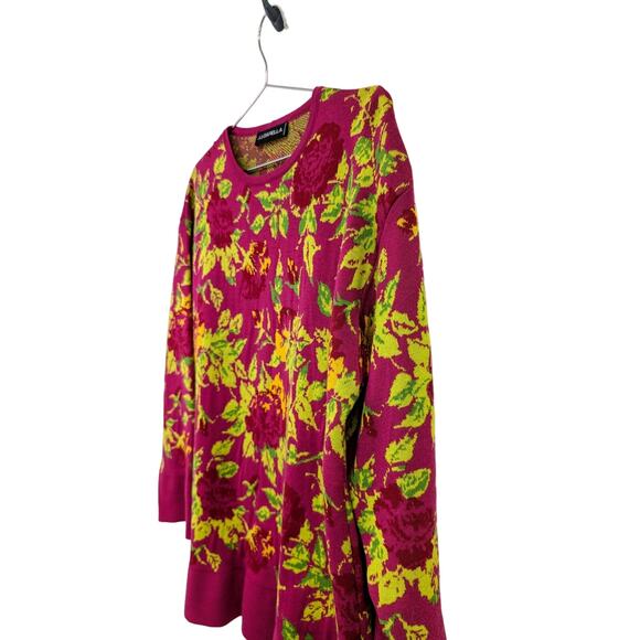 JJ. Garella Sweater 100% Extra Fine Merino's Wool Made in‎ France Floral Large - Picture 2 of 8